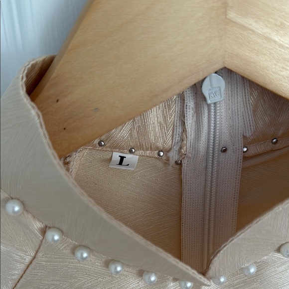 Vietnamese Ao Dai Dress with Beaded Pearls and Pants Set - Picture 8 of 12